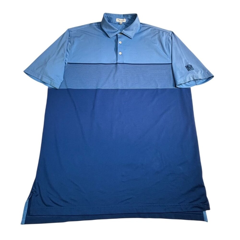 Peter Millar Mens Summer Comfort Polo Shirt XL Blue Colorblock Design